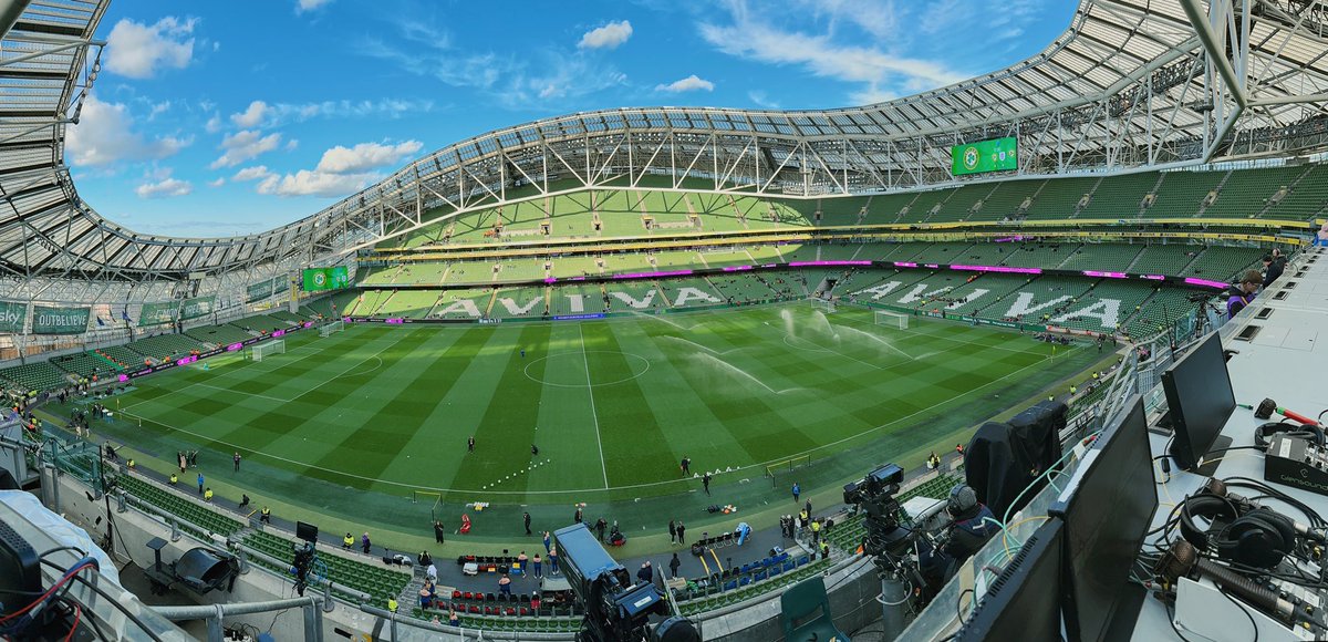 In position at the Aviva Stadium! What an evening and what a game to come! 

<a href="/FAIreland/">FAIreland</a> v <a href="/Lionesses/">Lionesses</a> 
LIVE on @itv 1 
7.30pm KO
<a href="/itvfootball/">ITV Football</a>