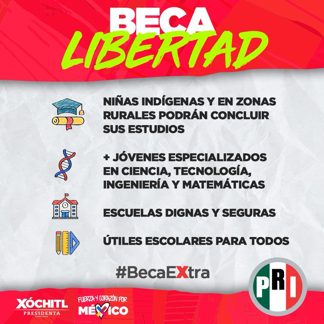 MiguelPachecoP's tweet photo. Con el programa #BecaEXtra que propone @XochitlGalvez y el @PRI_Nacional se otorgarán becas a jóvenes, niños y niñas de escasos recursos, se fortalecerá el esquema de becas para que todos tengan acceso a educación de calidad.
#VotaPRI
@Javier_CasiqueZ @lizconcha @CarmelitaRicdzV https://t.co/IH3BW1gMeL