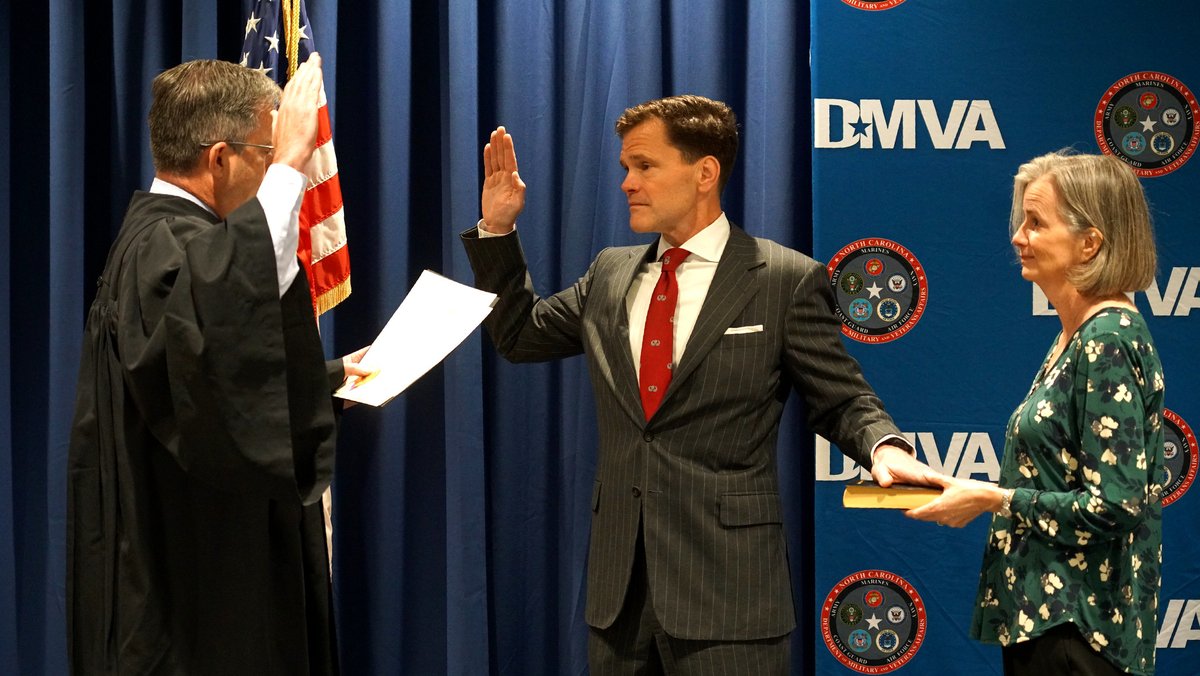 Today is a historic day as Secretary <a href="/GrierMartin/">Grier Martin</a> was sworn in as the 4th leader for <a href="/NCDMVA/">NCDMVA</a>.

The Department was established in 2015 &amp; has about 120 employees. Please join us in welcoming Secretary Martin!

See his bio: milvets.nc.gov/about/leadersh…