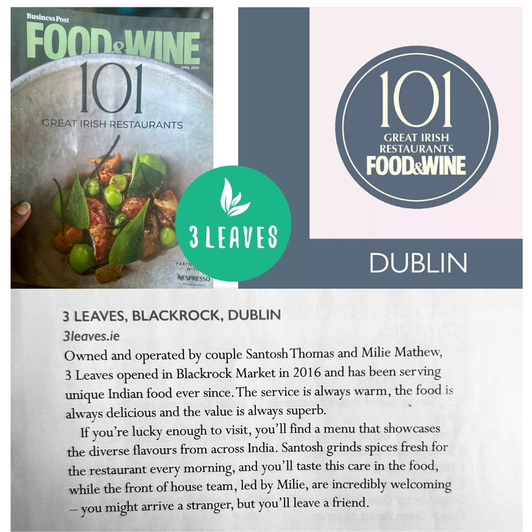 3leavesblackroc's tweet image. " The service is always warm, the food is always delicious and the value is always superb"  🌟 Honored to be included in @foodandwineIE  101 Great Irish Restaurants list! 🎉  click our bio for a booking #101GreatRestaurants #placestoeat #dublinrestaurants