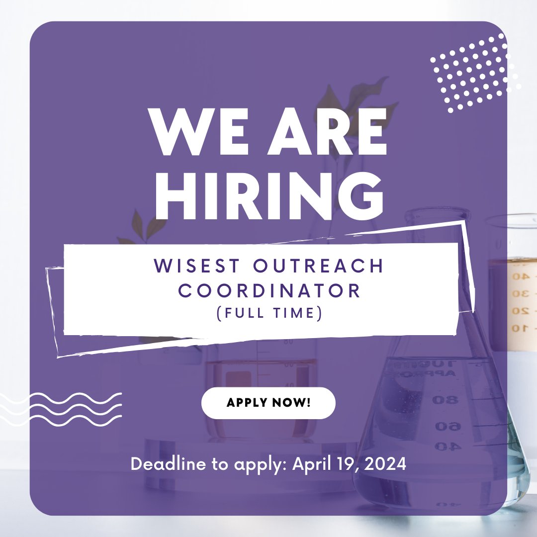 📣We're currently #hiring for a WISEST Outreach Coordinator! Apply here: apps.ualberta.ca/careers/postin… Deadline to apply: April 19 #JobSearch