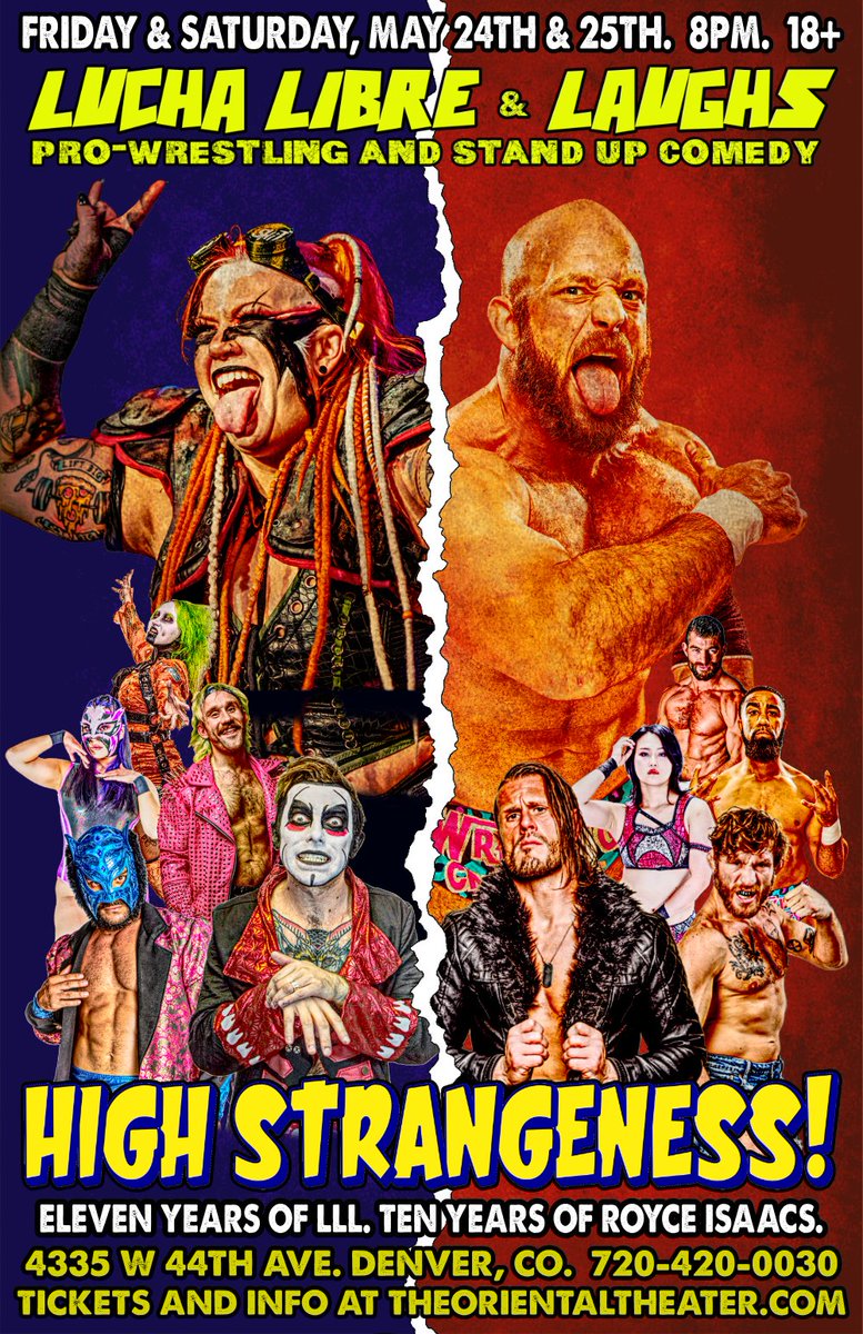 MAY 24TH & 25TH! Night one features Danhausen, Effy, Heidi Howtizer, Lince Dorado, Dulce Tormenta, Abadon, Hollowicked & Frightmare, and more! Get your tickets today at theorientaltheater.com/event/429821