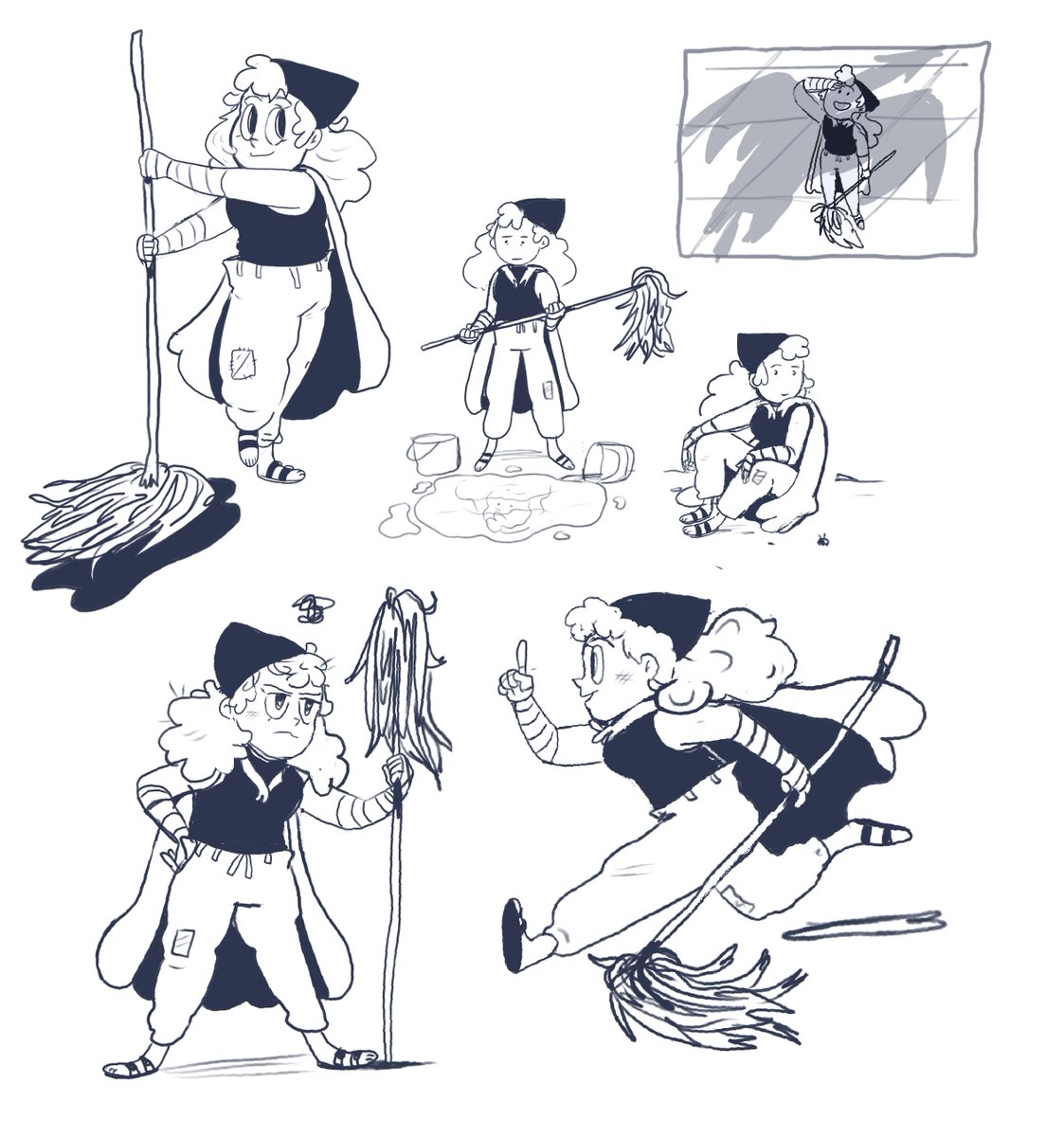 little character exploration for a new personal storyboard I want to make… her name is Minty, she works at a dead end job cleaning and polishing the scales of the town’s dragons, but she dreams of riding one (which is forbidden)