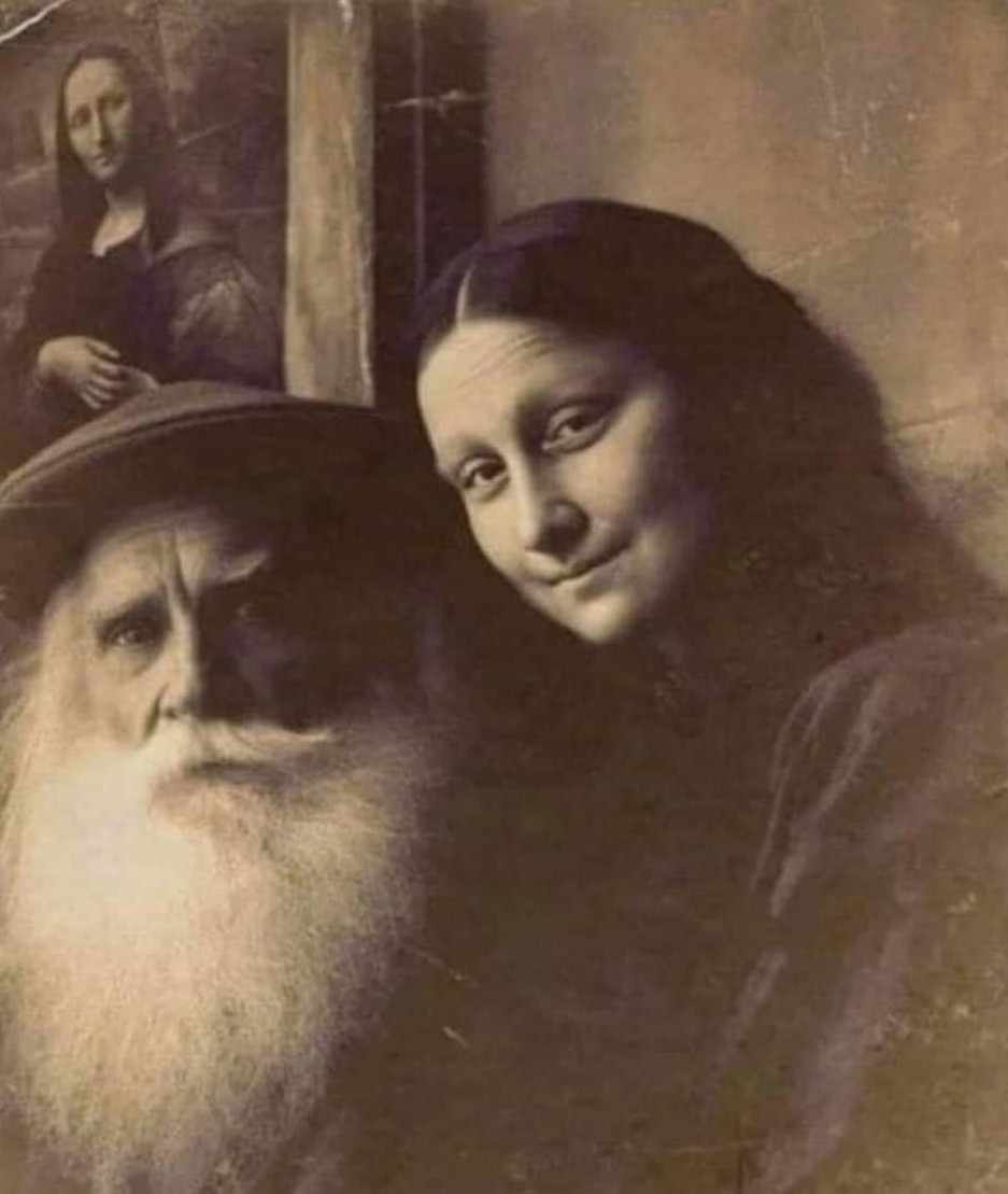 Must be one of the rarest photos ever. Leonardo da Vinci and Mona Lisa, seen here in 1509 when he was painting her