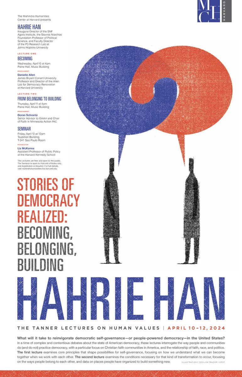 Starting tomorrow: Ash Center's @dsallentess will participate as part of the @MHCHarvard's annual Tanner Lectures to advance scholarly and scientific learning in the field of human values. To learn more and register, click the link below ⤵️ mahindrahumanities.fas.harvard.edu/tanner-lectures