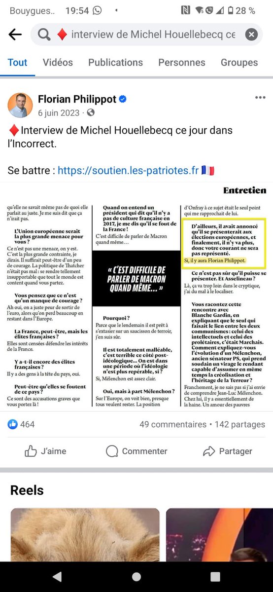 Un grand écrivain français totalement libre prend clairement position pour la liste du mouvement Les Patriotes menée par Florian Philippot. Bravo à l’homme de convictions! Amoureux de la France…
#jevotele9juinlespatriotes