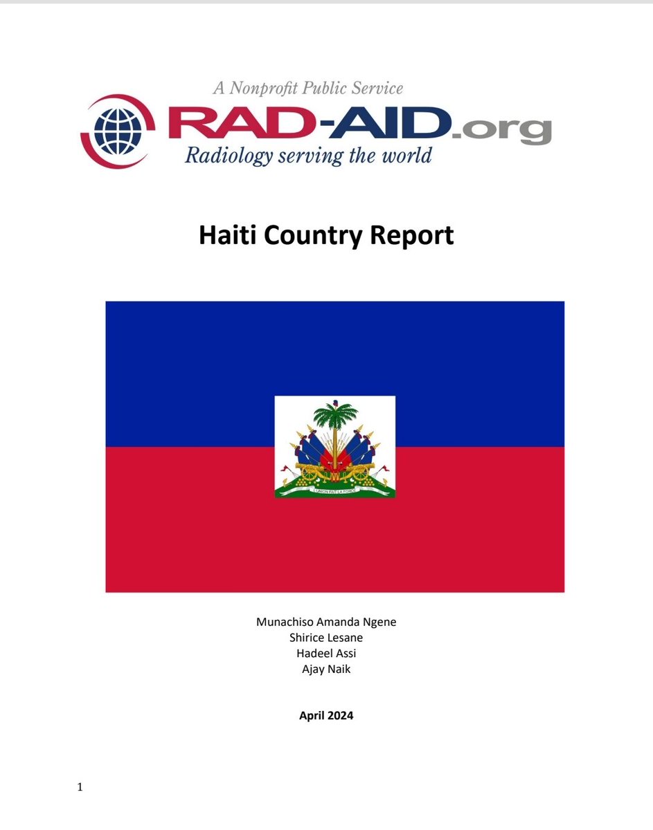 My friends and I authored a RAD-AID Country Report on Haiti. This was deeply personal to me for several reasons. Haitians, I hope we told your story well 🇭🇹. Thank you for the opportunity @RADAIDIntl ! rad-aid.org/resource-cente…