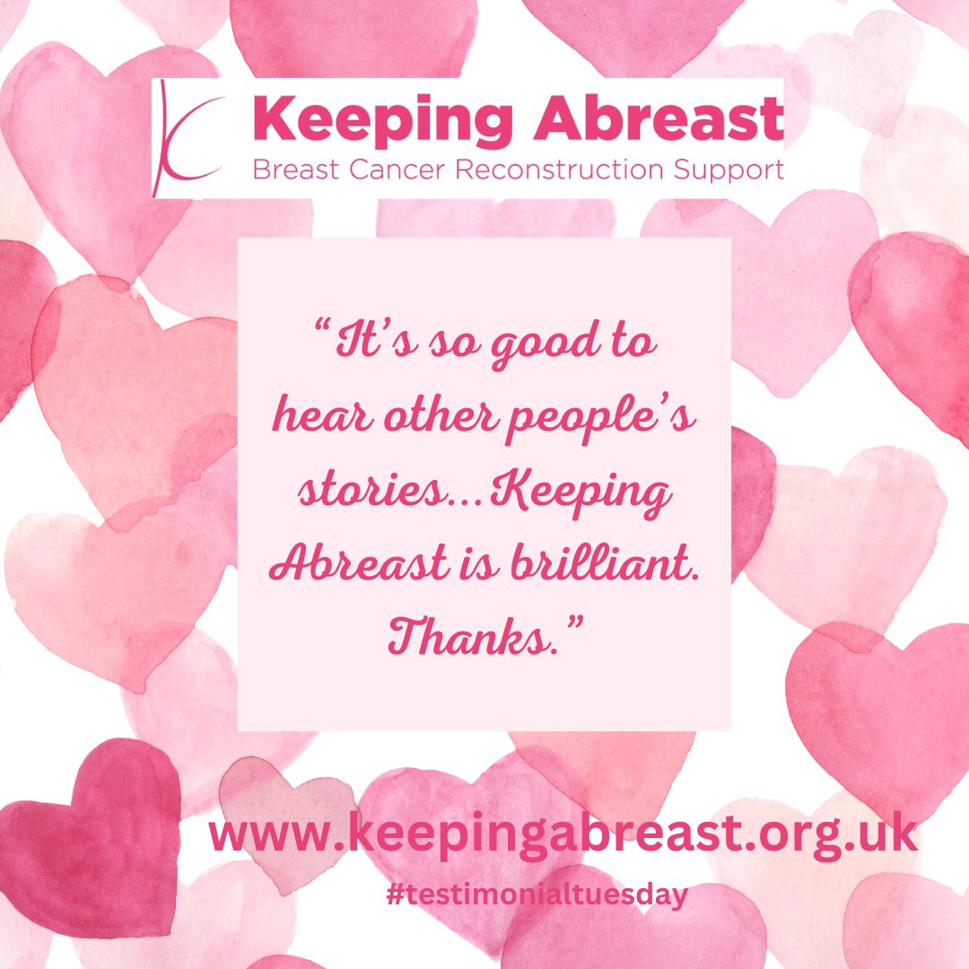 It's always great to hear that our services are valued. If you or someone you know needs support with #breastreconstruction following a #breastcancer diagnosis, get in touch! #breastreconstructionsupport #testimonialtuesday #peertopeer #patientstories
