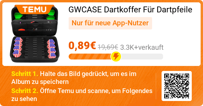 temustar's tweet image. GWCASE Dartkoffer Für #Dartpfeile Mit Stahlspitze Und Weicher Spitze, Dart-Aufbewahrungskoffer.

👉 -95% Rabatt + ZUSÄTZLICH 30% RABATT❤️
🎉 Exklusives Angebot[0,89€] -95% Rabatt
👉 Artikellink: temu.to/m/eaol8kgvasf
⚠️ Jeder neue App-Nutzer kann nur einmal davon profitieren