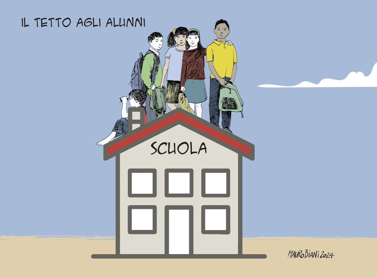 .@maurobiani
#Scuola #pubblica chi è straniero? Tutti sul #tetto si vede meglio.
Domenica su @repubblica

#Biani ! 

#totalellypsenow #blob @BlobRai3