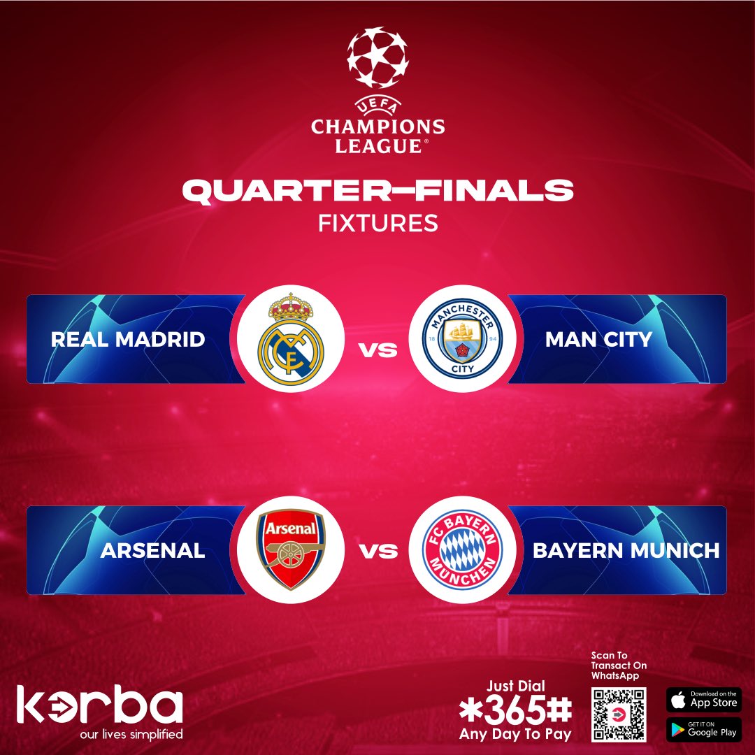 Predict your winner! Let’s hear from you in the comments section about who’s winning. Renew your TV subscription by Dialing*365# now and follow the prompts to pay. Just Korba it! #ChampionsLeague #Arsenal #BayernMunich #RealMadrid #ManchesterCity #EclipseSolar2024