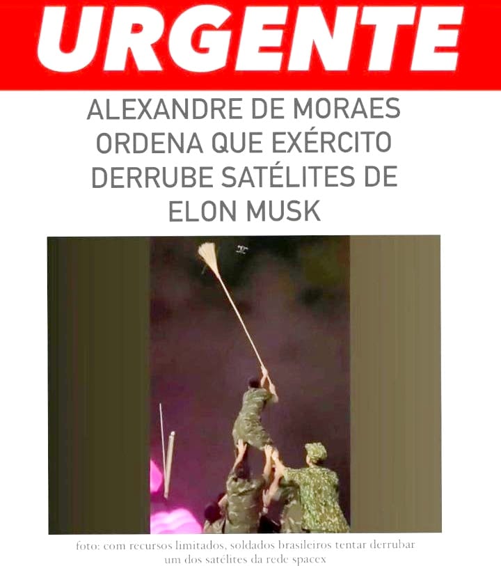 direitacariri's tweet photo. Alexandre orders the army to shoot down @elonmusk satellites https://t.co/W6zex1nhj5