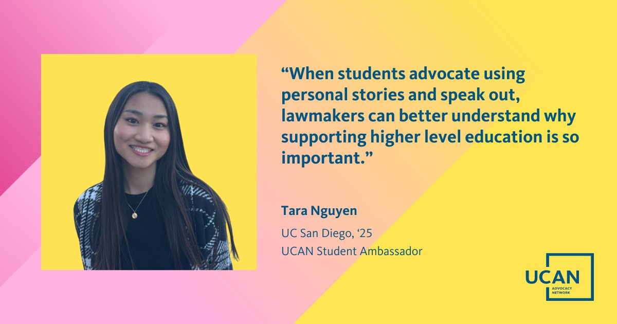 Today, the UCAN Student Ambassadors are in Washington, D.C. meeting with lawmakers and staff on behalf of @UofCalifornia students across the system. We asked @UCSanDiego Ambassador Tara Nguyen, why student advocacy is important – here's what she had to say! #UCinDC