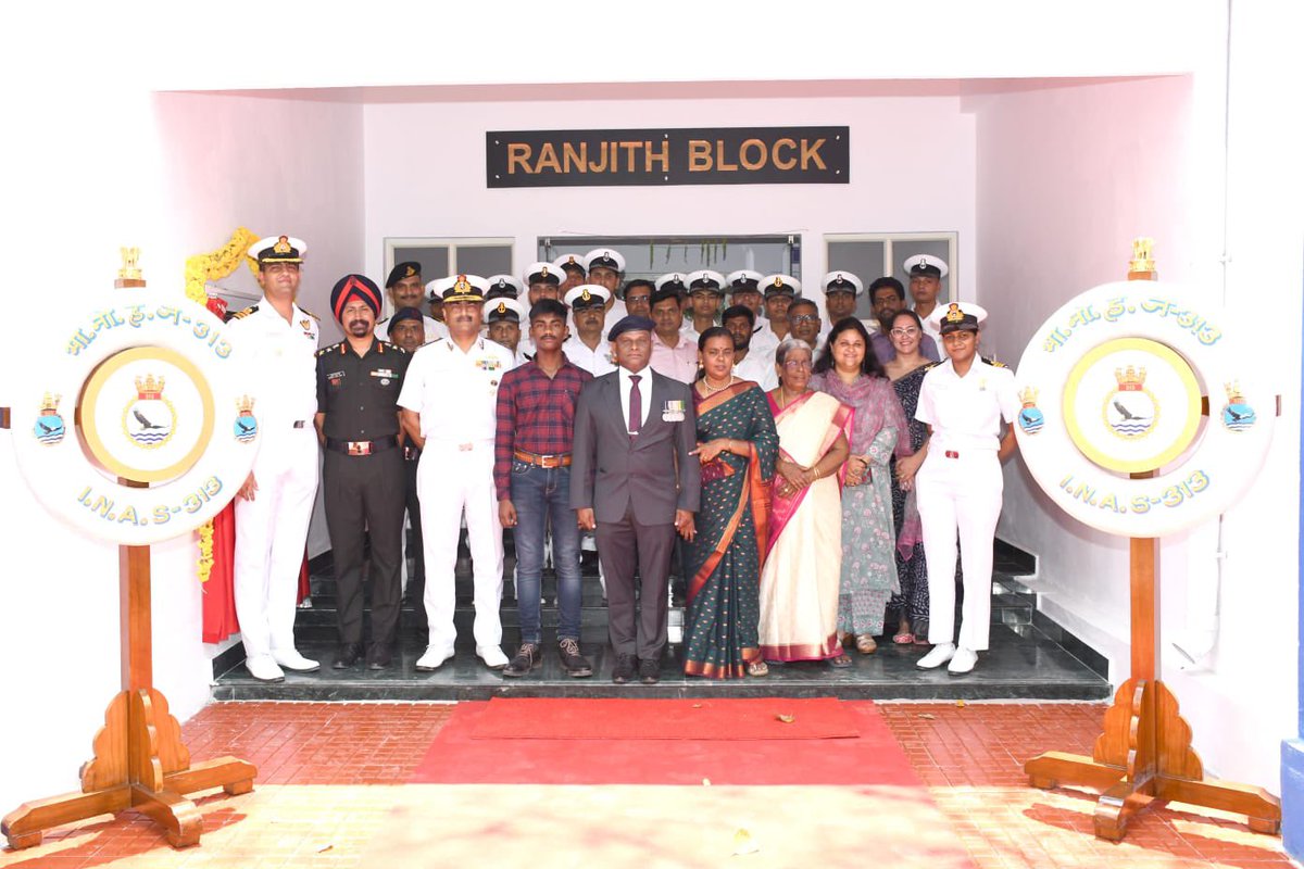 IN_HQTNP's tweet photo. "Ranjith", a newly constructed 27 In-living Sailors’ Accommodation named after F. Charles Ranjith Kumar, MCERA II NM (Retd.) was inaugurated by him in presence of RAdm RK Dhingra, VSM #FOTNA at #INAS313, #Chennai on 09 Apr 24. https://t.co/KmukVT9TQD