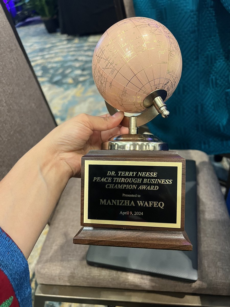 Truly humbled to receive the Dr. Terry Neese PEACE THROUGH BUSINESS Champion Award for my 17 years of service as Afg. program trainer and mentor. I've had the privilege of training and mentoring nearly 800 businesswomen from approximately 19 provinces of Afg. I am not done yet!