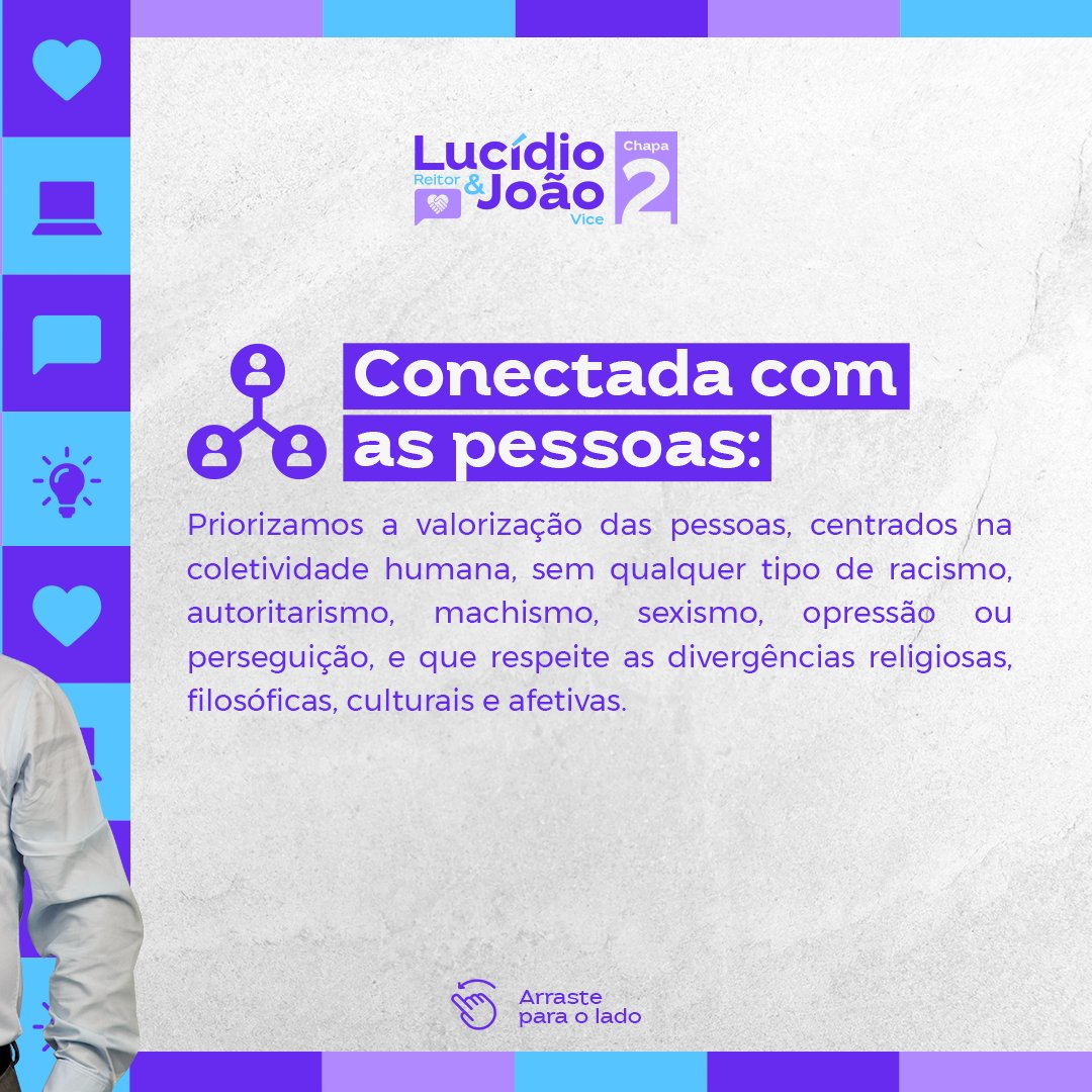 Lucidioejoao's tweet photo. Em busca de uma UFPB mais conectada, propomos uma visão centrada nas pessoas, na inovação e na integração com a sociedade. 💜

Vamos priorizar um ambiente acolhedor e inclusivo, incentivando a criatividade e o apoio mútuo. 

Vote Chapa 2! #reitorufpb https://t.co/GC29UHTHVd