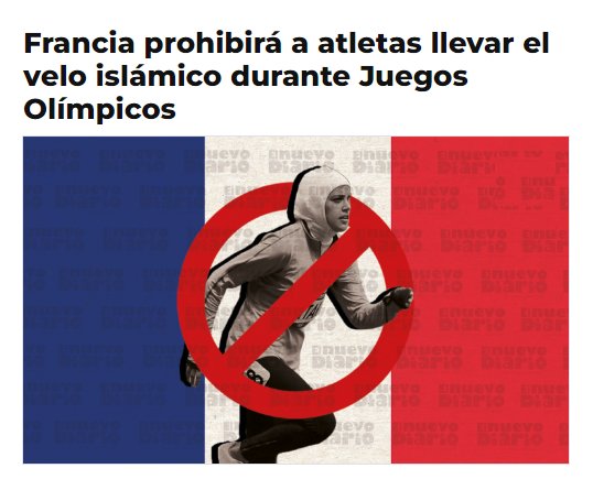 🇨🇵 | Me parece una medida en favor de la mujer excelente. De hecho, como país anfitrión, Francia debería vetar por completo el uso del velo islámico en los Juegos Olímpicos.