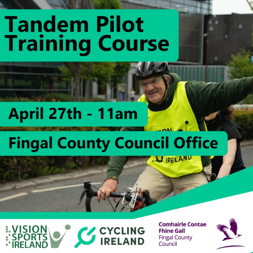 We've a great opportunity coming up for anyone who would like to train as a tandem bike pilot. We're holding a training course at our Swords Offices on Sat 27th April. Sign up through the link below #ActiveTravelandSport visionsports.ie/event/tandem-p…