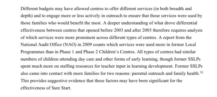 Great to see evid demo impact of #SureStart on academic outcomes. What’s lacking from discussions is the role of #teacher input in learning dev- as shown here. We’re experts in chd dev, & in designing & scaffolding learning opps. Invest in teachers! #EarlyYears #First1001Days