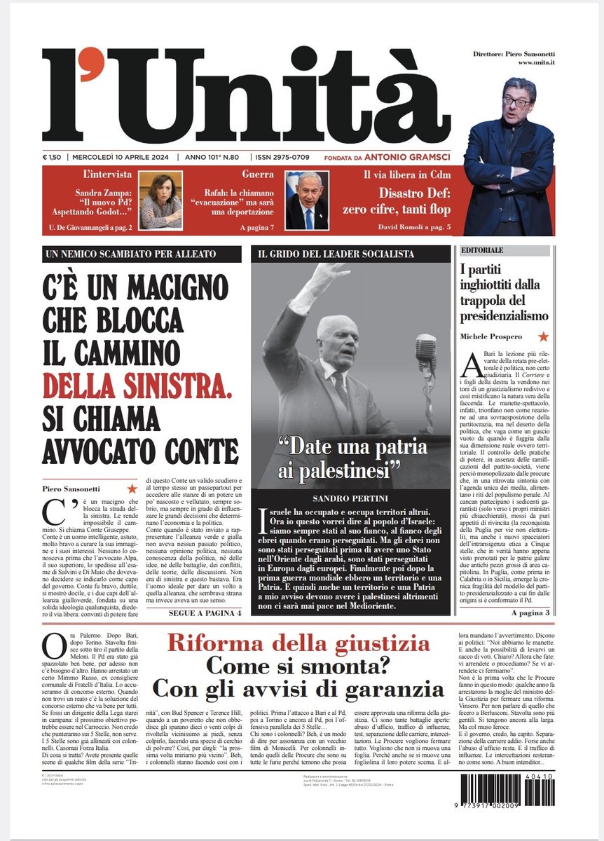 📰 La prima pagina dell’#Unità del #10aprile Abbonati subito: bit.ly/ABBONATI-SUBITO