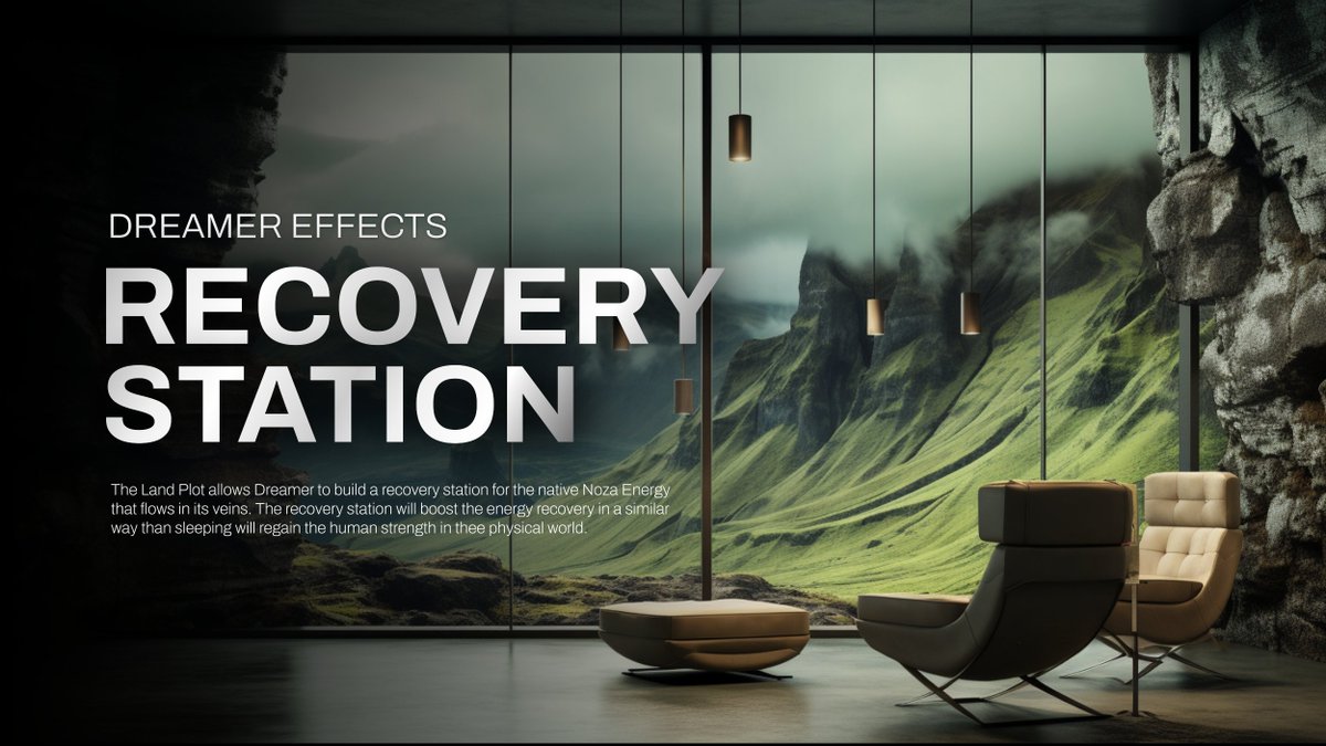 The Land Plot allows Dreamer to build a recovery station for the native Noza Energy that flows in its veins. The recovery station will boost the energy recovery in a similar way than sleeping will regain the human strength in thee physical world.