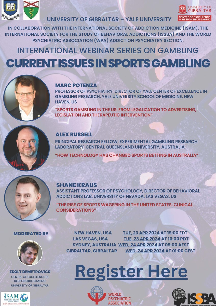 Check out this talk on sports gambling. It should be a lot of fun!  eventbrite.co.uk/e/internationa…
<a href="/icrg/">Cristina Rodríguez</a> <a href="/NCPGambling/">NCPG</a> <a href="/problemgamble/">Nevada Council</a> <a href="/NevadaStudy/">Nevada Problem Gambling Study</a> <a href="/BA_Lab_UNLV/">Behavioral Addictions Lab</a> <a href="/UNLVicgr/">International Center for Gaming Regulation</a>