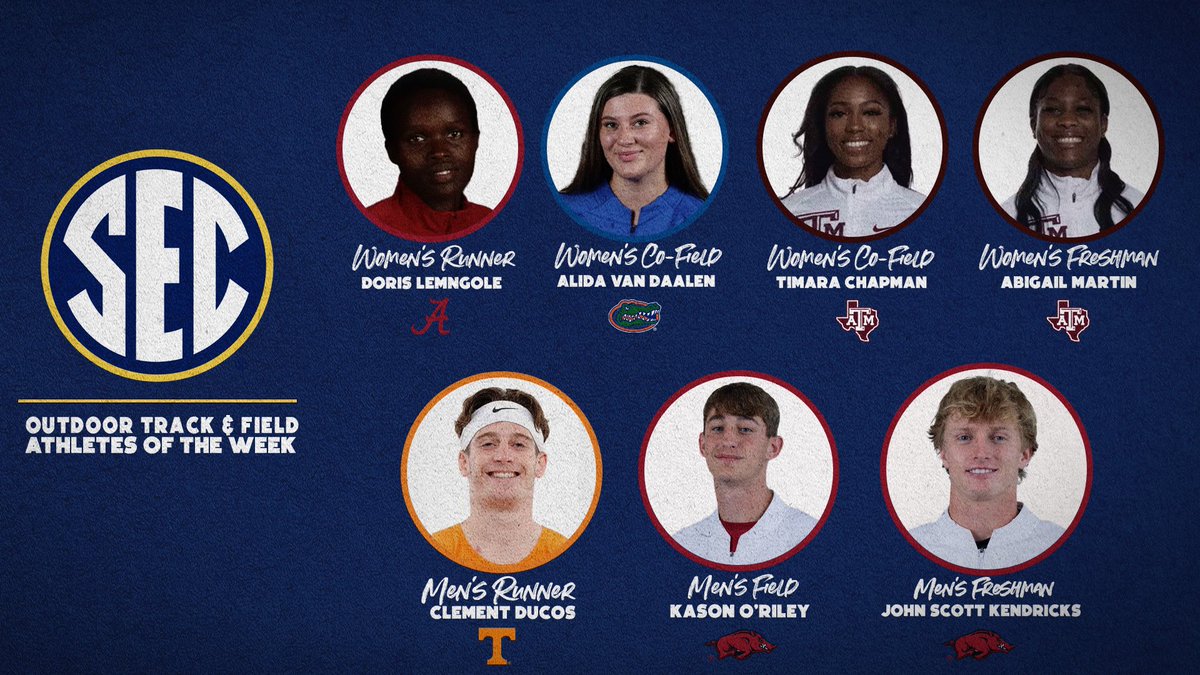 👟 WK4 #SECTF Athletes of the Week announced 🐘 @AlabamaTrack 🐊 @GatorsTF 👍 @aggietfxc 🟠 @Vol_Track 🐗 @RazorbackTF STORY: secsports.social/otf0409