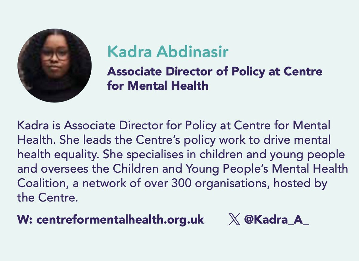 We're also very excited that @Kadra_A_ from @CentreforMH, @CYPMentalHealth and @CharitySoWhite is bringing her wealth of knowledge and experience to the team #Quality2024