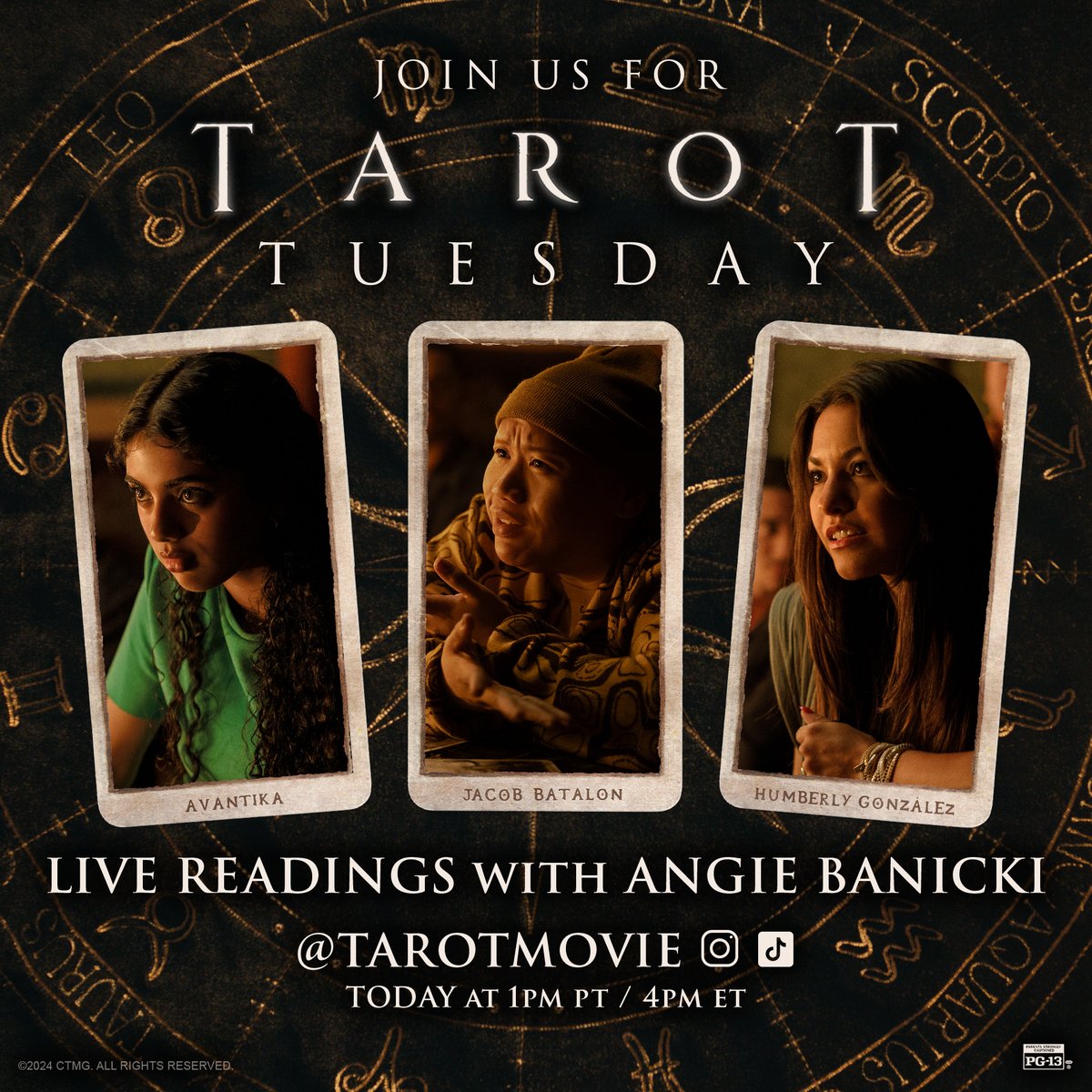 what do the cards have in store? join us LIVE for #TarotTuesday with the cast of @TarotMovie to find out.