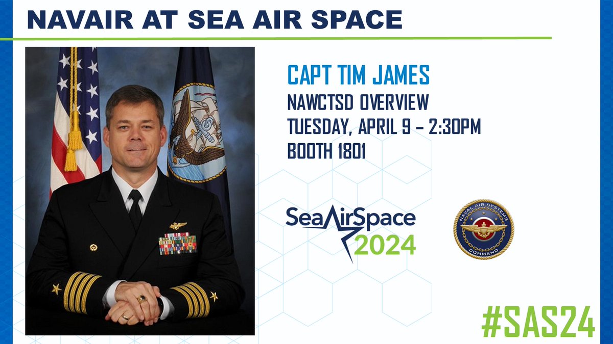 Catch CAPT Tim James at #SAS24 giving a NAWCTSD Overview in just 15 minutes! #NAVAIRatSAS