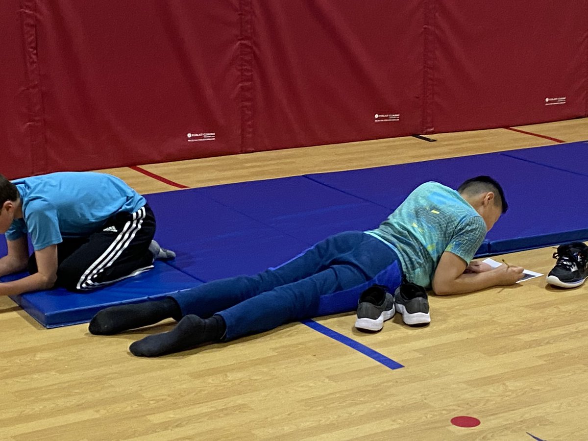All grades are practicing educational gymnastics skills.  Upper grades create sequences and lower grades explore balance and transfer of weight!  #thisisfun @MrsPeters_APS @Mrs_White_APS @APSVirginia