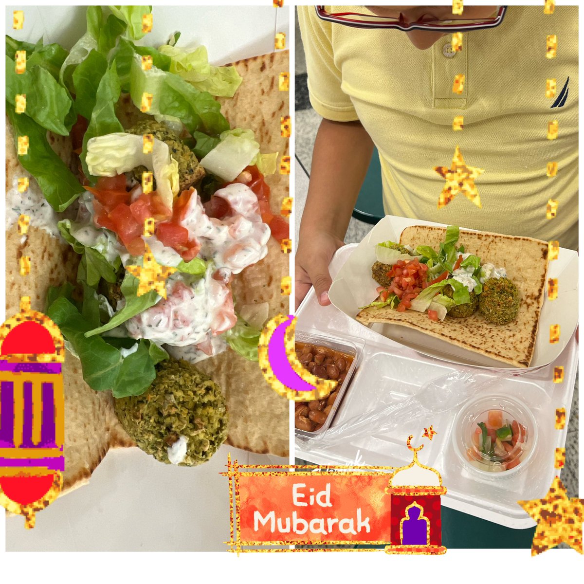 Paige cafeteria served falafels for lunch as an option. Eid Mubarak!”