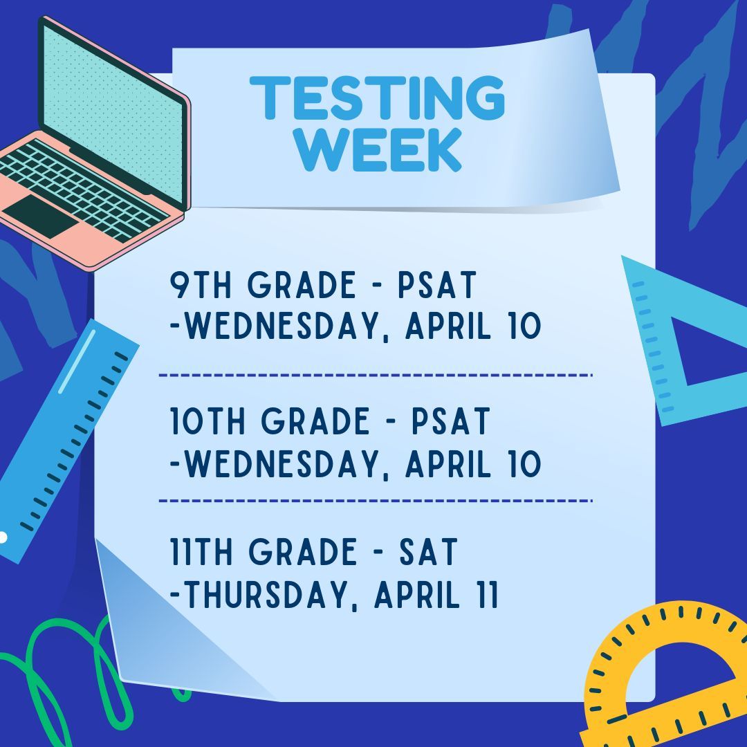 It's testing week at DGS! 💻 Wednesday, April 10, is a non-attendance day for juniors and seniors. Thursday, April 11, is a non-attendance day for freshmen, sophomores and seniors. Good luck! You've got this! ⭐ #99learns #DGSPride