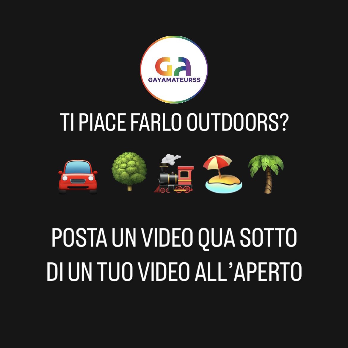 𝗩𝗜𝗗𝗘𝗢 = 𝗥𝗘𝗧𝗪𝗘𝗘𝗧 💦💦 Post an outdoor video of yours 😈 🚘 🌳 🚂 🏖️ 🌴 ▶️ @gaysexinpublic