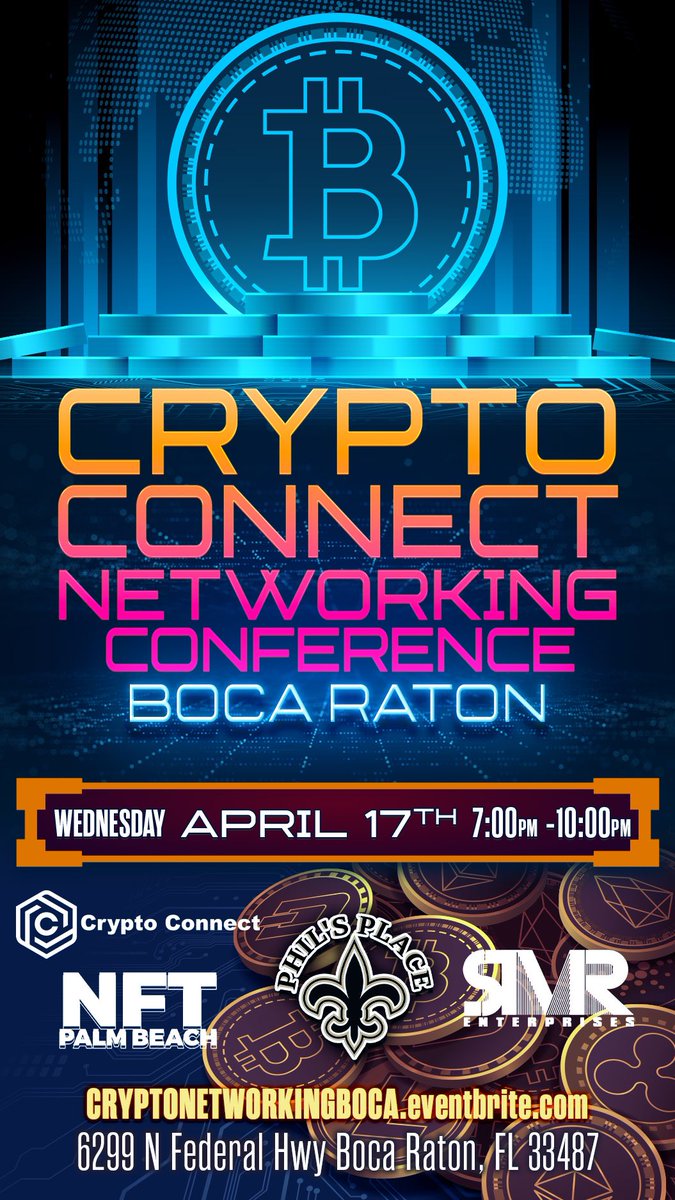 Join us Wednesday April 17th! Details &amp; Information are in the link below! DM us for any questions!

CRYPTONEWTWORKINGBOCA.eventbrite.com