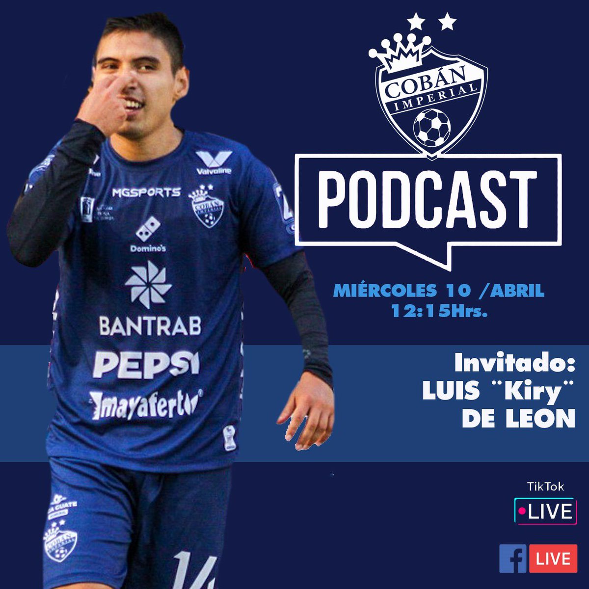 El día de mañana dialogamos con Luis “Kiry” de León #PodcastAzul Facebook live y TikTok live 🕛 12:15 Hrs #VamosCobanero #DaleAzul #AzulesPorDentroYPorFuera #PríncipesAzules