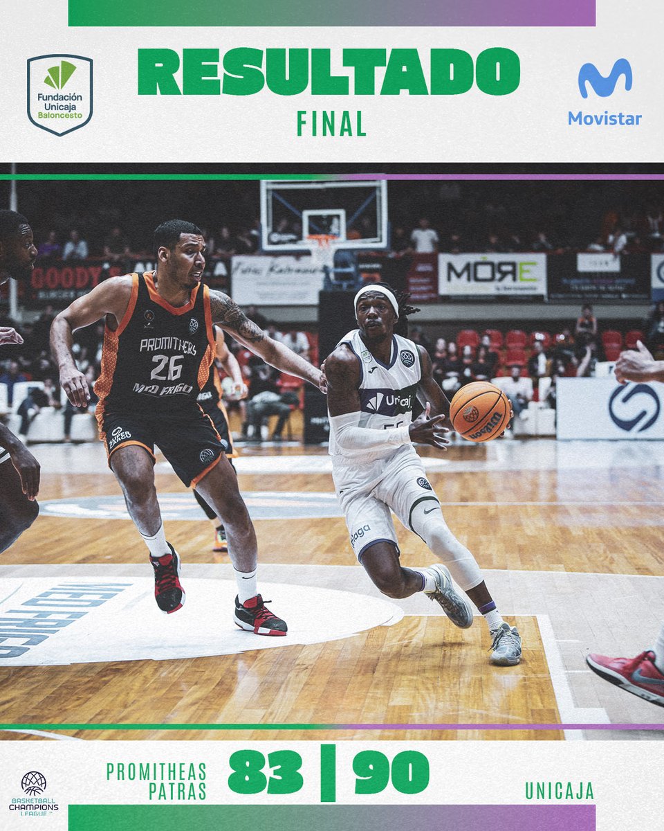 UnicajaCB (@unicajacb) on Twitter photo 🚨 FINAL. ¡¡¡NOS VAMOS A BELGRADO!!! 83-90
🏆 P. 2 Cuartos de final <a href="/BasketballCL/">Basketball Champions League</a>
🆚 <a href="/promitheasbc/">Promitheas Patras BC Vikos Cola</a>
💚💜 #UnicajaLive #RoadToBelgrade #BasketballCL <a href="/movistar_es/">Movistar España</a> 🚨 FINAL. ¡¡¡NOS VAMOS A BELGRADO!!! 83-90
🏆 P. 2 Cuartos de final <a href="/BasketballCL/">Basketball Champions League</a>
🆚 <a href="/promitheasbc/">Promitheas Patras BC Vikos Cola</a>
💚💜 #UnicajaLive #RoadToBelgrade #BasketballCL <a href="/movistar_es/">Movistar España</a>