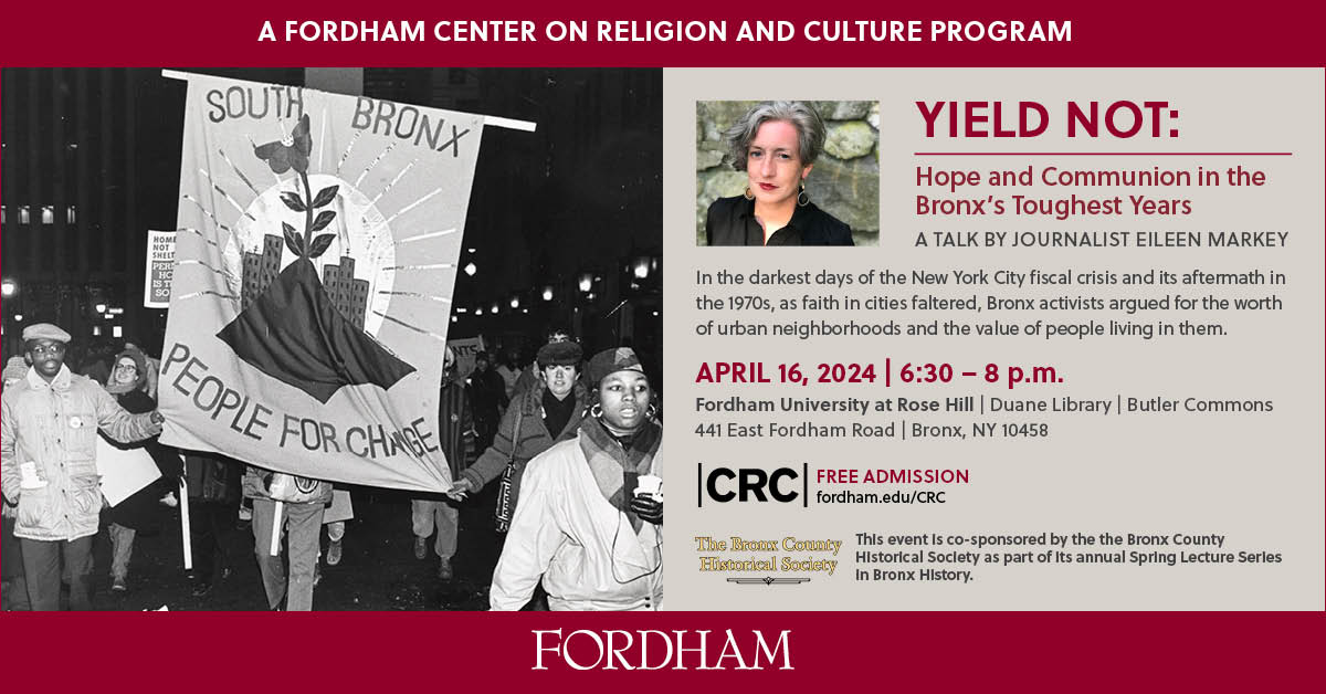Join us next week for a conversation with our inaugural Writer in Residence, Eileen Markey. Full info & RSVP: news.fordham.edu/event/yield-no…