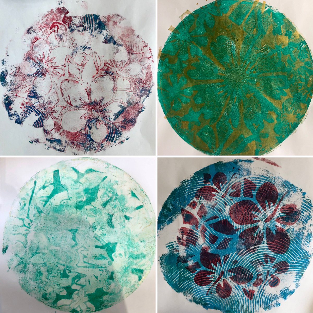 Last week Cienne discovered her practice is inspired by nature she also made the decision that printmaking is a process she enjoys & wants to develop. So today during here 1-2-1 @touchbasepears she created these beautiful Gelli prints exploring nature and layering #ThisisMyArt