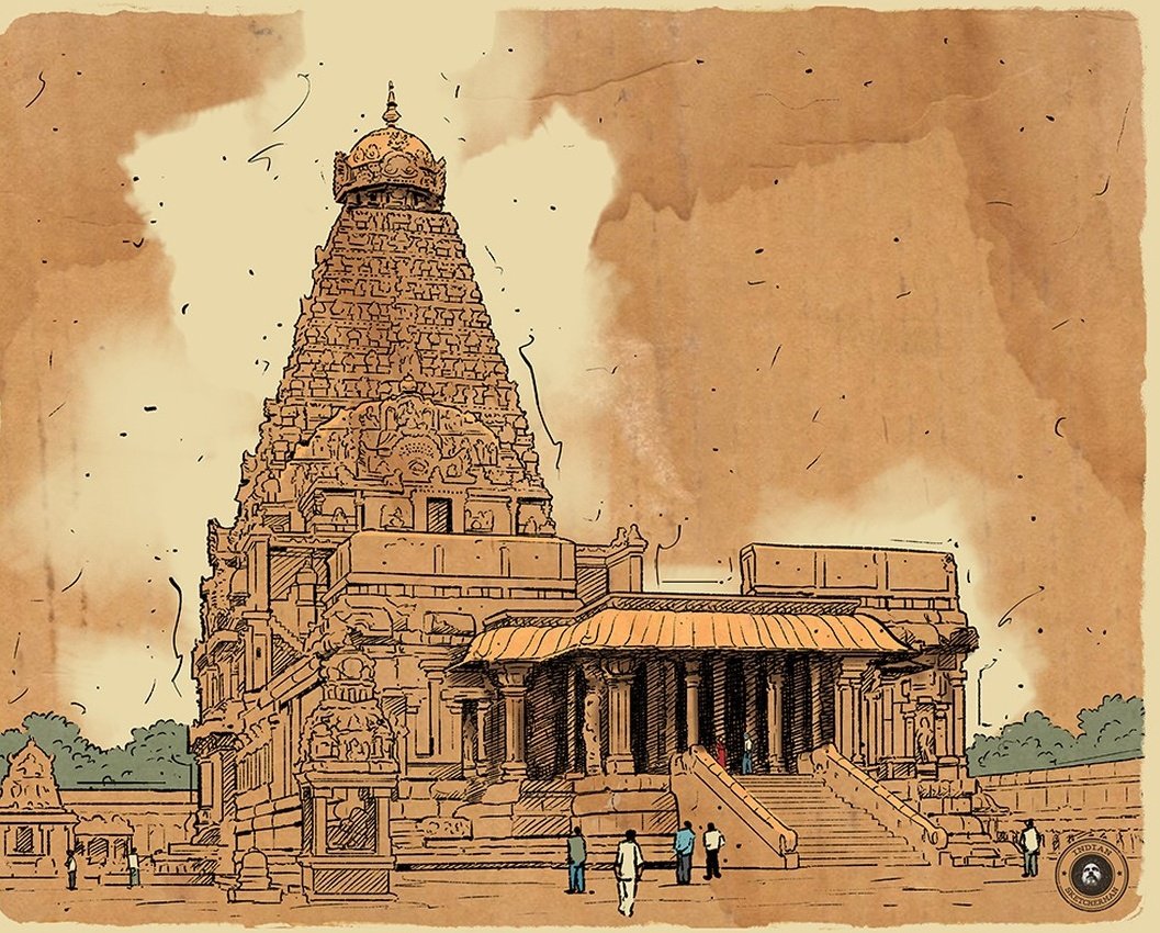 “In a temple, words are unnecessary; it is only the heart that communicates with the divine.” Brihadeshwar temple, Thanjavur- sketch by Amar Kale. #art #artist #architecture #illustration #quote #sketch #thought #heritage #culture #IncredibleIndia #handmade #craft #nft #nature