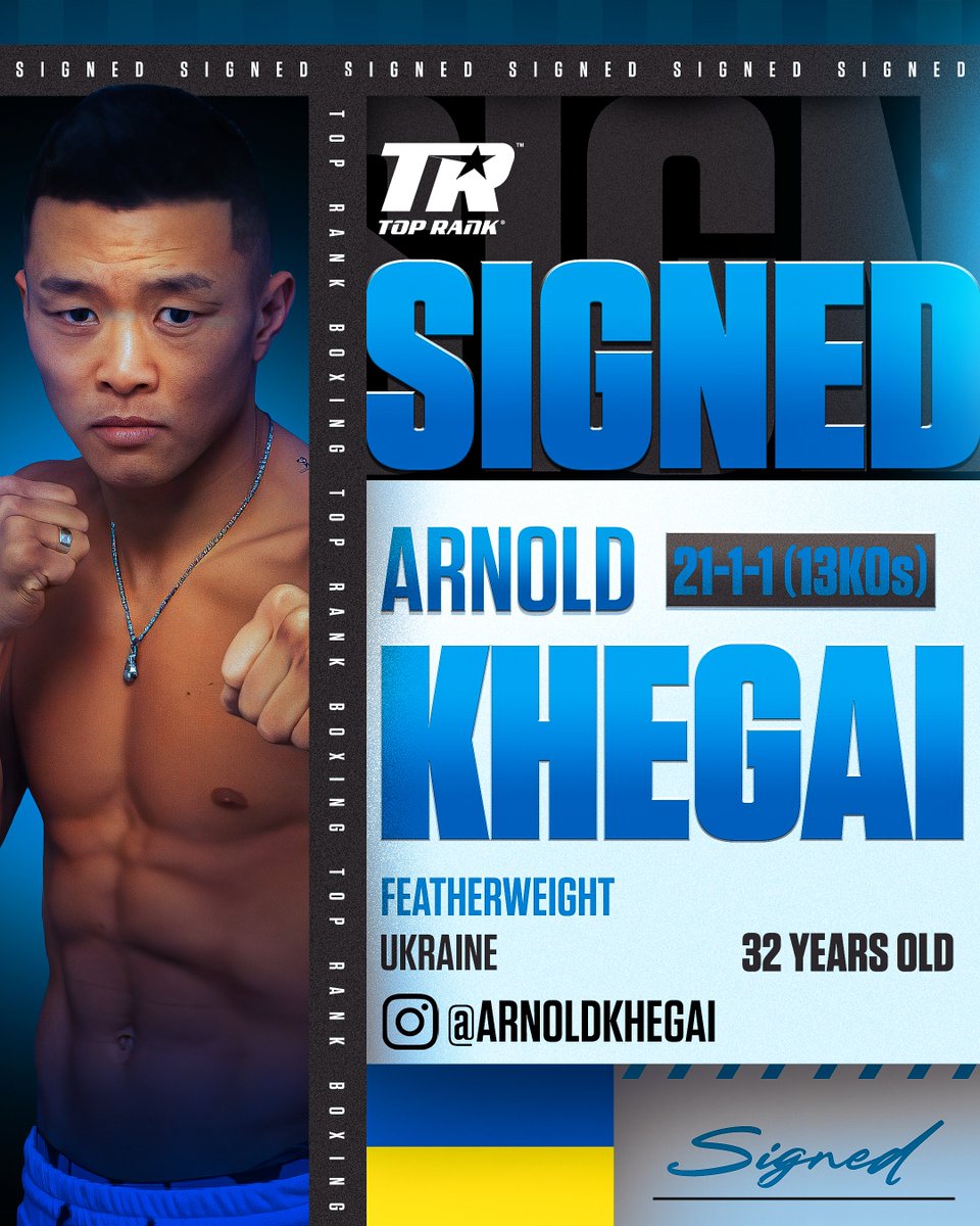 TITLE SHOT COMING 🔜 🇺🇦 Featherweight contender Arnold Khegai has signed a multi-fight promotional agreement with #TopRank.
