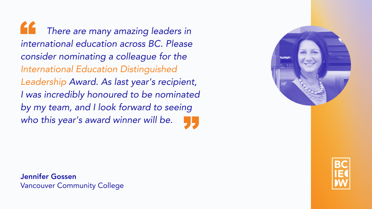 The BCCIE International Education Awards submission deadline has been extended. Submit a nomination to recognize a colleague's work in the sector. Nominations are now due April 30: ow.ly/NI7250RaMCe