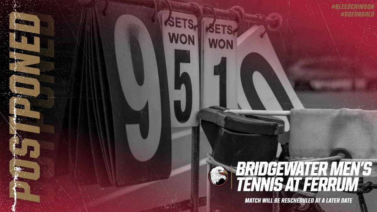 Does ever it not rain in the New River Valley?? 🌧️ The BC men's tennis team's match at Ferrum has been postponed due to rain for the second time this season #BleedCrimson #GoForGold 🔗 tinyurl.com/25ng83po