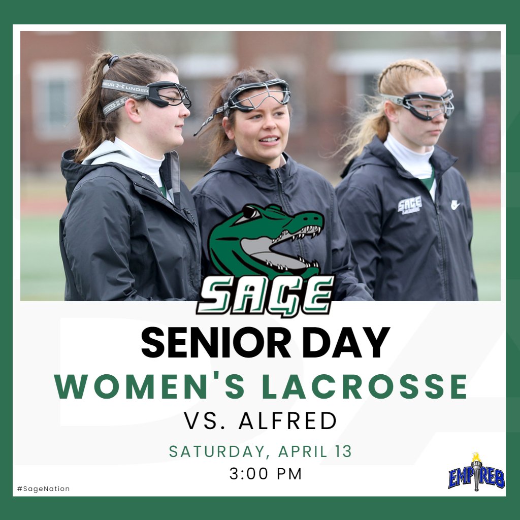 #SageNation women's lacrosse hits the field for Senior Day on Saturday as they host Alfred.

Keep an eye on the #E8 contest: sagegators.com/composite

#SageGators