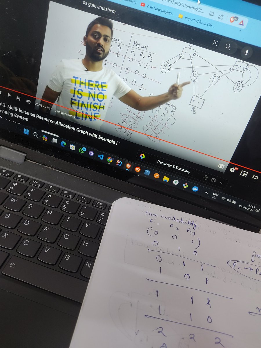 RudraSankha's tweet photo. Covering huge #operatingsystem syllabus for endsem examination...
Less time and huge syllabus why ๐ญ๐ญ
This time we are covering the whole semester in only 3 months ๐ฅฒ
Thanks to #gatesmashers for amazing content.The explanation of #deadlock was awesome. #os https://t.co/BmpJxSDZQA