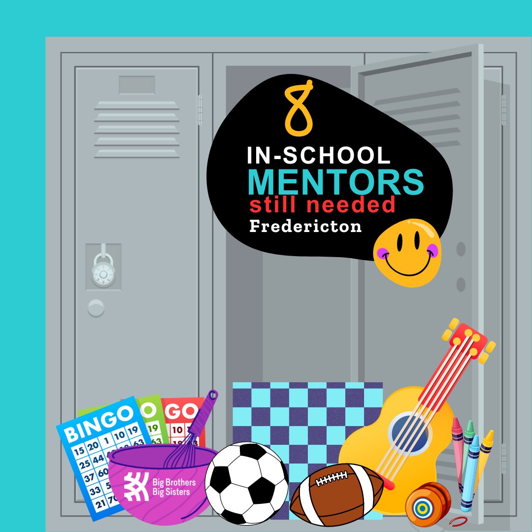 ✨BECOME A MENTOR!✨8 students are waiting for adult mentors to volunteer 1 hr a week at elementary schools in Fredericton. Share your love of crafts, board games, baking, music or something more active in the gym or on the playground. Ready to volunteer? Call 506.458.8941