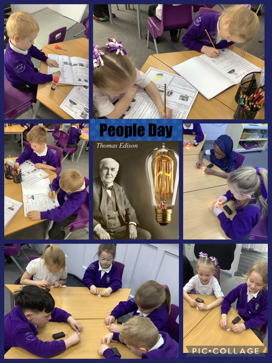 Puma class had an amazing day learning about Thomas Edison. They learnt about his life, sequencing the key events on a timeline and retrieving facts. Before showing resilience and problem solving skills completing a circuit to light a bulb #Ellistonhistory #EllistonScience