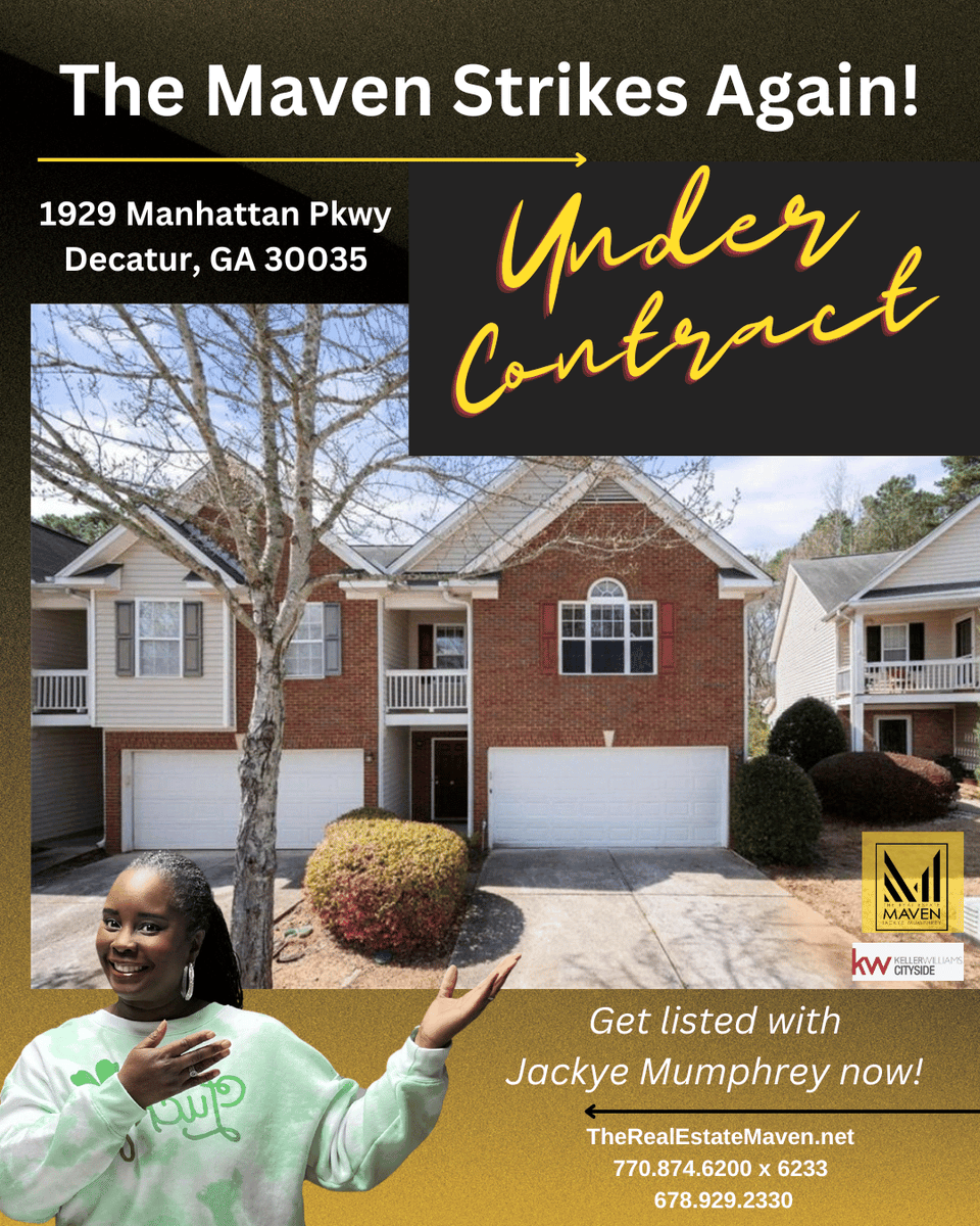 JackyeMumphrey's tweet image. The Maven Strikes Again!-UNDER CONTRACT in Decatur GA

Trust The Real Estate Maven® to secure the home of your dreams!
Let us help you find your new home!

#ManhattanTownhomes
#DecaturRealEstate
#DecaturGA
#TheRealEstateMaven
#JackyeMumphrey