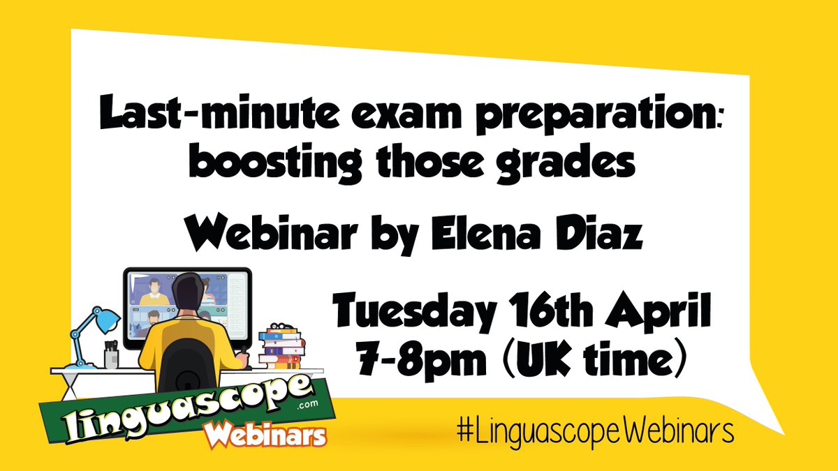 Tuesday 7pm=@linguascope webinar time with the wonderful @TeacheryDiaz sharing her knowledge to boost #GCSE #MFL grades. You can register for this #freewebinar via the @linguascope staffroom, webinar app or here: bit.ly/3VUhfGM #mfltwitterati #mflchat #langchat #examprep