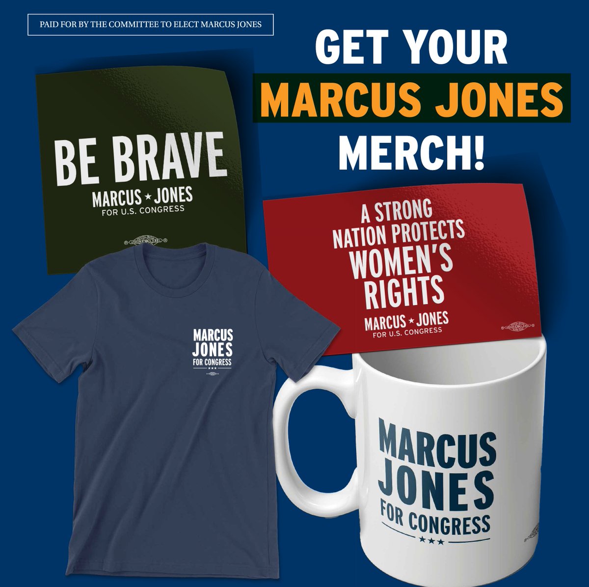 The #TeamMarcus campaign store is LIVE, and we could not be more excited to see folks wearing t-shirts and getting yard signs out this early in the cycle. Get YOURS today at Store.MarcusJonesforCongress.com! Go check it out and get some swag!